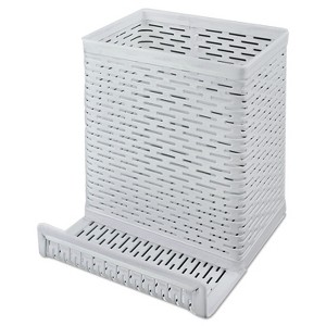 Artistic Urban Collection Punched Metal Pencil Cup/Cell Phone Stand 3 1/2 x 3 1/2 White ART20014WH - 1 of 1