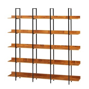Maliang 5 Tier Bookshelf, Vintage Industrial Style Shelf, with MDF Board, - 1 of 4