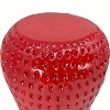 Vynxaria 13.4" Oversized Strawberry Fruit Stool, Resin Multi-Purpose Stool/Side Table/Plant Stand£¬Red - 2 of 4