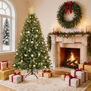 Christopher Knight Home Antonella Pre-Lit Arificial Hinged Christmas Tree with LED Lights - 1 of 4