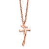 Chisel Stainless Steel Rose IP-plated Twisted Cross Pendant on an 18.25" Cable Chain Necklace - 2 of 4