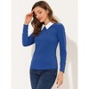 Allegra K Women's Pointed Collar Knit Contrast Neck Long Sleeve Party Shirt - 4 of 4