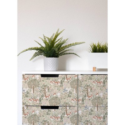 Almond Vintage Forest Critters Peel and Stick Wallpaper Roll