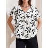 INSPIRE CHIC Women's Peplum Summer Floral Short Sleeve V Neck Ruffle Blouse - 2 of 4
