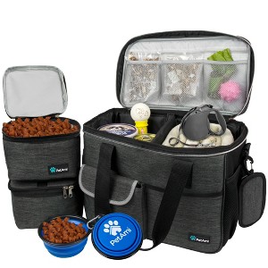 PetAmi Dog Travel Bag, Pet Supplies Organizer with Pockets, Food Container Collapsible Bowls, Gift Accessories Weekend Camping - 1 of 4