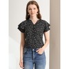 Allegra K Women's Summer V Neck Cap Short Sleeve Button Floral Print Shirt - 3 of 4