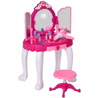 Qaba Infrared Remote Control Kids Dress up Vanity Table Chair