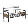 Daybed with Trundle, Twin Daybed with Pop Up Trundle Set, Metal Twin Bed Frame with Steel Slat Support, Sofa BedFrame for Kids/Teens/Adults - 3 of 4