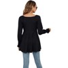 BLUEMING Womens Tunics Casual Puff Long Lantern Sleeve Casual Tunic Tops V Neck Pleated Blouse T-Shirts - 2 of 4
