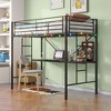 VYNXARIA Twin Metal Loft Bed with Desk, Safety Guard & Ladder, No Box Spring Needed, Black - 2 of 4