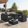 LayinSun 8 Piece Patio Furniture Set with 44" Propane Gas Fire Pit Table, Outdoor Sectional Conversation Set Wicker Rattan Sofa Set - 2 of 4