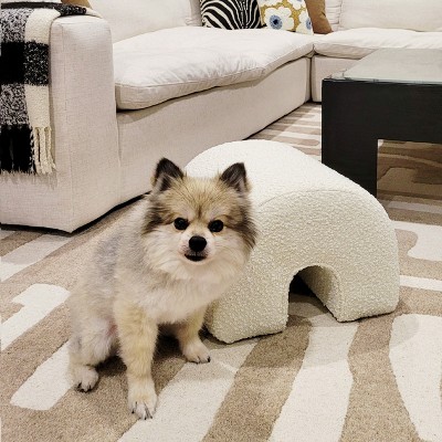 Vynxaria Bridge 16" Arched Upholstered Footstool Ottoman ¨C Whimsical & Durable Design