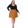 Agnes Orinda Women's Plus Size Corduroy Button Mid-Rise A-Line Mini Skirts - 3 of 4