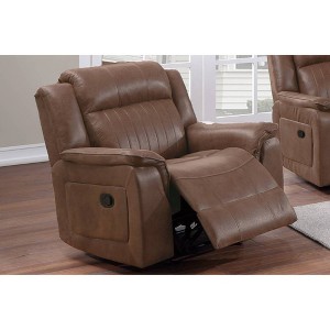 Contemporary Manual Glider Recliner Chair with Pillow-Top Arms, Breathable Leatherette, 1-Piece - 1 of 4