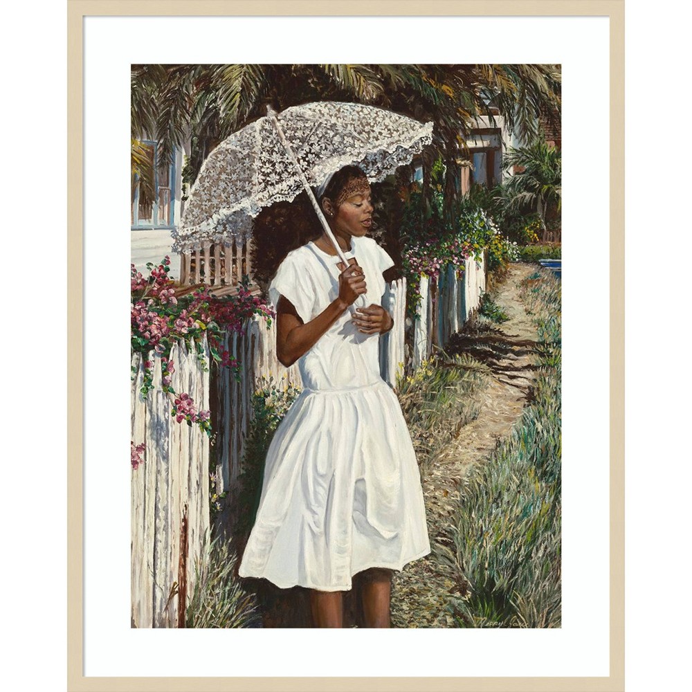 Amanti Art  Lace umbrella by Merryl Jaye Wood Framed Wall Art Print