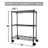 Vynxaria Simple Deluxe Heavy Duty 3-Shelf Shelving with Wheels, Adjustable Storage Units, Steel Organizer Wire Rack, 23" W x 13" D x 33" H, Black - 2 of 4