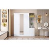 4-Door Wardrobe with Shelves, Drawers, and Full-Length Mirror, Gray - 3 of 4