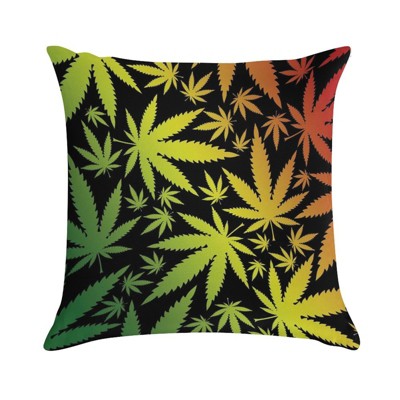 Assorted Style Weed Leaves Pillow Covers 18x18 Decorative Throw Pillows Soft Square Cushion Covers for Couch Sofa Bedroom