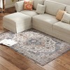 HOMCOM 4x6 Area Rug, Vintage Machine Washable Rug, Non-Slip Low Pile Carpet for Living Room, Bedroom, Dining Room, Home Office, Brown and Light Blue - 4 of 4