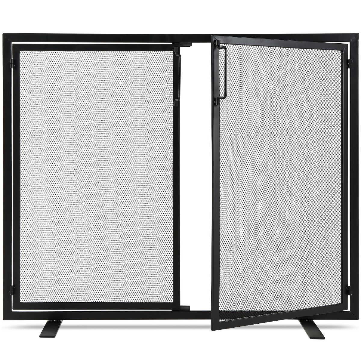 Best Choice Products 38.5x31in 2-Door Fireplace Screen, Handcrafted Wrought Iron Spark Guard w/ Magnetic Doors - Black