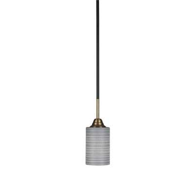 Toltec Lighting Paramount 1 - Light Pendant in  Matte Black/Brass with 4" Gray Matrix Shade