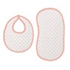 Bacati - Petals/Floral Muslin 4 pc set of Bibs & Burp Cloths Set Coral - 3 of 4