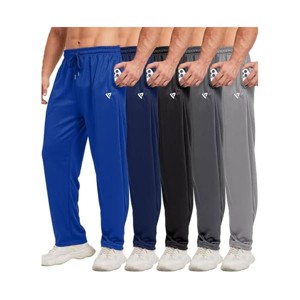 Lomsoe 5 Pack Mens Sweatpants Open Bottom Joggers for Men with Zip Pockets Loose Fit Mesh Athletic Pants for Running,Casual - 1 of 1