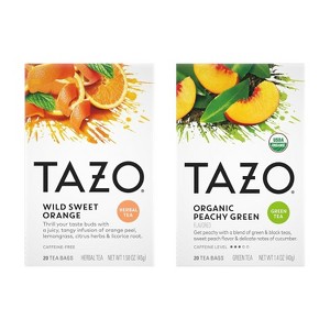 TAZO Tea Bags: Wild Sweet Orange Herbal Tea & Organic Peachy Green Tea, 20 CT (1ea) - 1 of 4