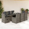 vidaXL Garden Dining Set Grey PE Rattan Large Adjustable Armrests - 2 of 4
