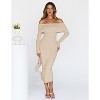 Women's 2025 Fall Off-Shoulder Bodycon Sweater Dress - Elegant Long Sleeve Midi/Maxi Dress for Club, Party & Formal Occasions Apricot - 3 of 4