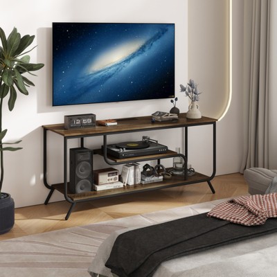 VYNXARIA TV stand,TV up to 55 ", small unit modern TV console suitable for living room and bedroom, light gray