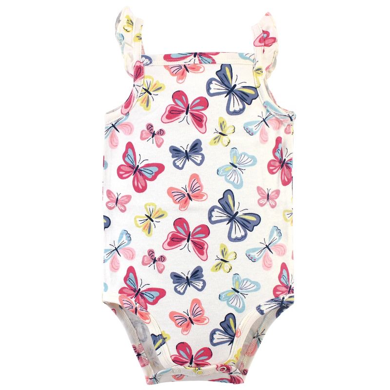 Touched by Nature Baby Girl Organic Cotton Bodysuits 5pk, Bright Butterflies, 5 of 8