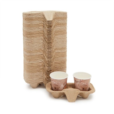Stockroom Plus 90 Pack Pulp Fiber Drink Carriers for Delivery, Holds 2 Cups