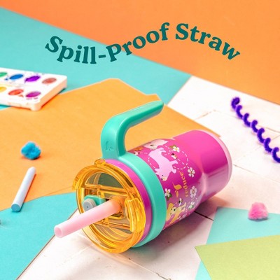 Reduce 14oz Coldee Vacuum Insulated Stainless Steel Straw Tumbler Bright Pink: Kids Leakproof Drinkware