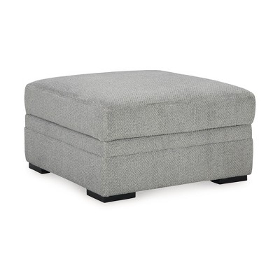 Signature Design by Ashley Casselbury Classic Ottoman With Storage, Light Gray