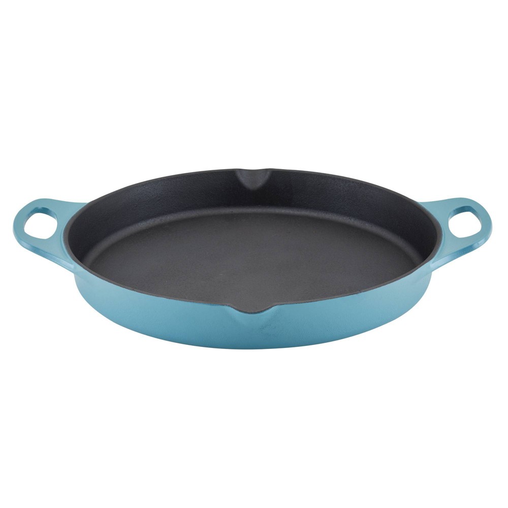 Rachael Ray 14 Nitro Cast Iron Skillet with Side Handle Agave Blue