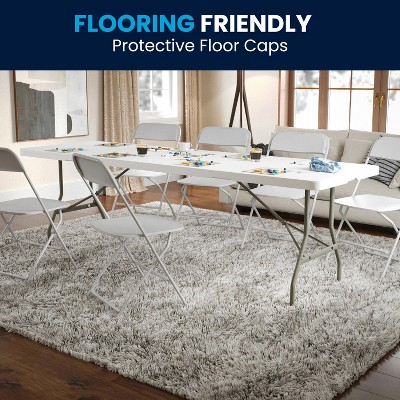Kathryn 8-Foot Gray Metal and White Plastic Folding Table