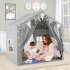 Infans 3-4 Kids Large Play Tent House w/ 2 Opening Doors Star Lights & Plaid Pennants - 4 of 4