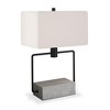 Hudson and Canal 22.75" Tall Table Lamp with Fabric Shade Concrete/Blackened Bronze/White: Modern Design, UL Listed, Polyester Shade - 2 of 4