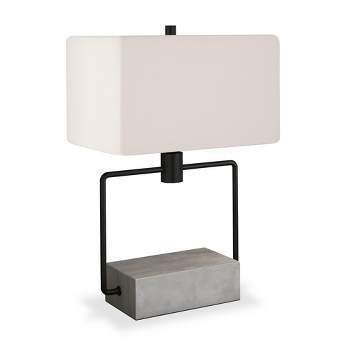 Hampton & Thyme 22.75" Tall Table Lamp with Fabric Shade Concrete/Blackened Bronze/White