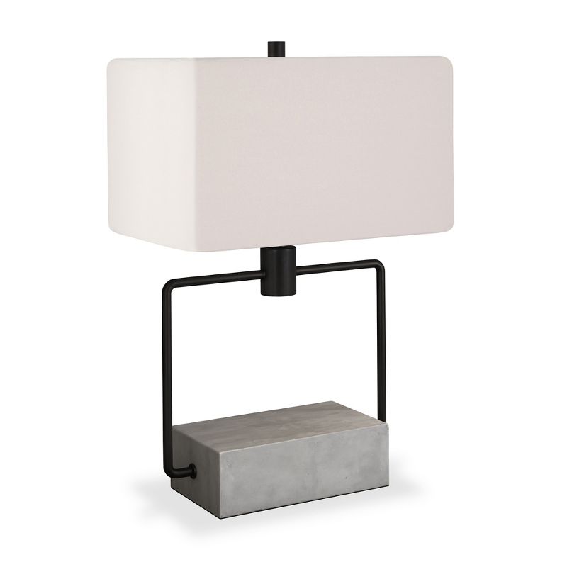 Hampton &#38; Thyme 22.75&#34; Tall Table Lamp with Fabric Shade Concrete/Blackened Bronze/White, 1 of 10