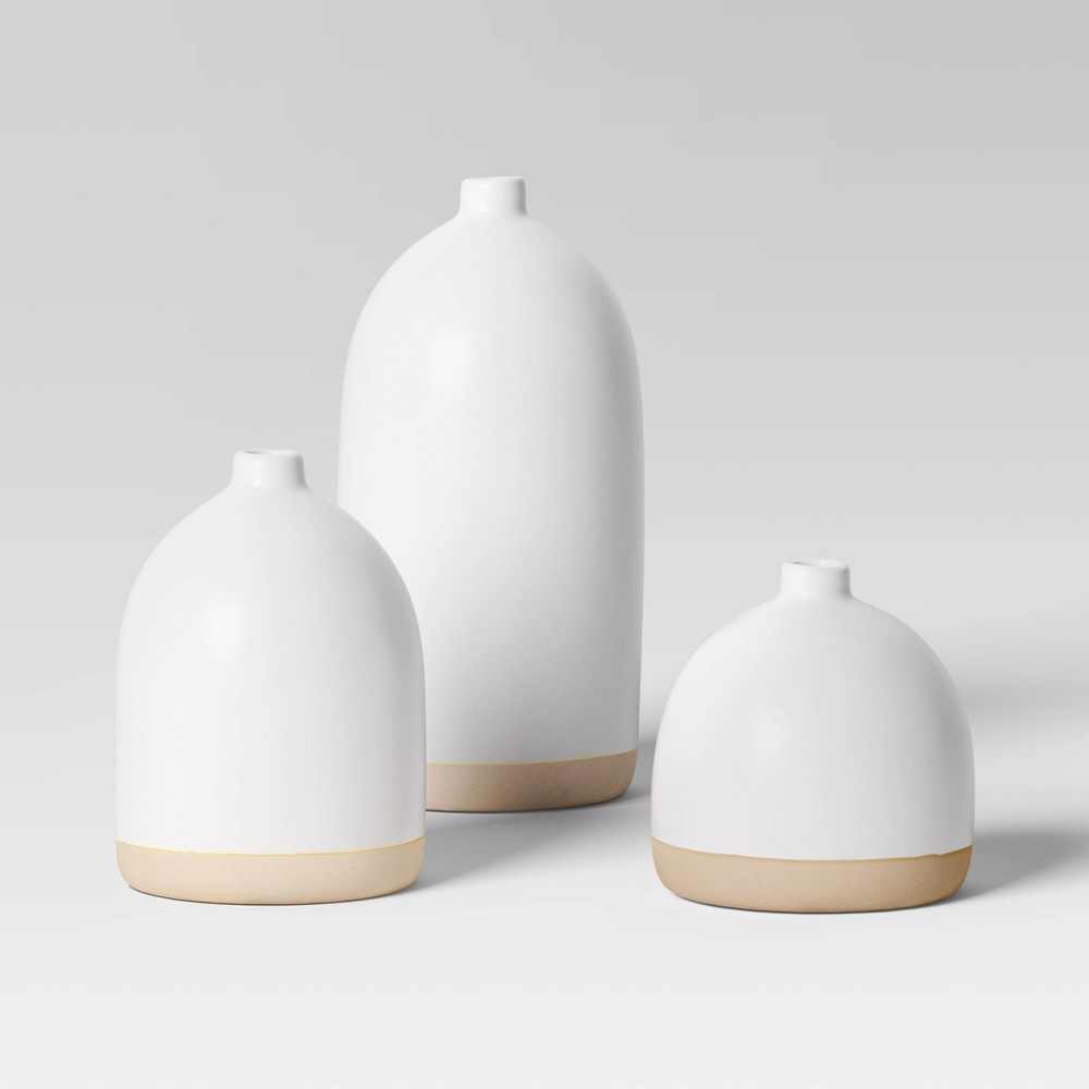 Photos - Other Decoration 3pc Vase Set Ceramic White - Room Essentials™