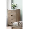 1pc Rustic Transitional Contemporary Chest Natural Brown Faux Stone Top Bed Side Cabinet Furniture - 2 of 4