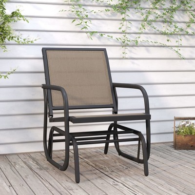 vidaXL Garden Glider Chair Brown 24 in.x29.9 in.x34.3 in. Textilene&Steel