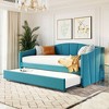 Whisen Twin Size Velvet Upholstered Daybed with Storage Drawers and Shell-Shaped Backrest - 2 of 4