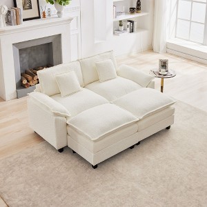 HYLEORY Chenille Fabric Pillow Top Arm U-Shaped Sectional Sofa , Indoor Convertible Modular Sectional Sofa Set with 2 Ottomans for Living Room - 1 of 4