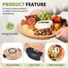 Unique Bargains Bamboo Portable 3 Compartments Round Charcuterie Board with Lid 11.6" Black - 3 of 4