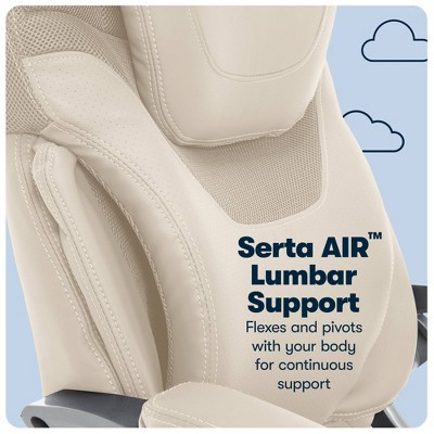 Ergonomic Cream Bonded Leather Executive Office Chair with AIR Lumbar Support