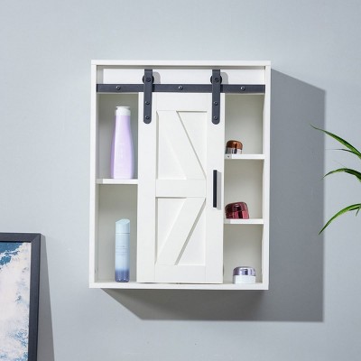KTMBDW Bathroom Cabinet Wall Mounted One Door,Wooden Medicine Cabinets,Space Saver Storage Cabinets Over The Toilet for Bathroom & Living Room,White