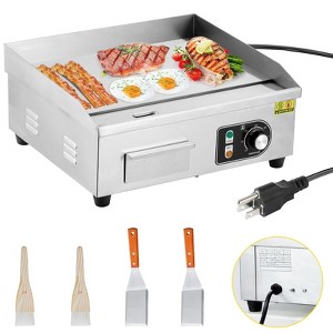 Commercial Electric Griddle,Non-Stick Restaurant 110V Teppanyaki Flat Top Grill Stainless Steel Adjustable Temperature Control 122°F-572°F(NO PLUG) - 1 of 4